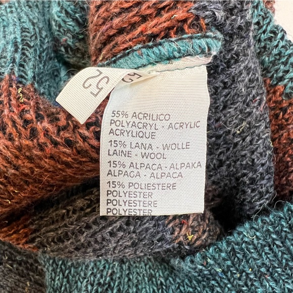 Vintage Hom Creation France Striped Knit Sweater Faux Leather Size Large 52 GUC - Picture 13 of 16